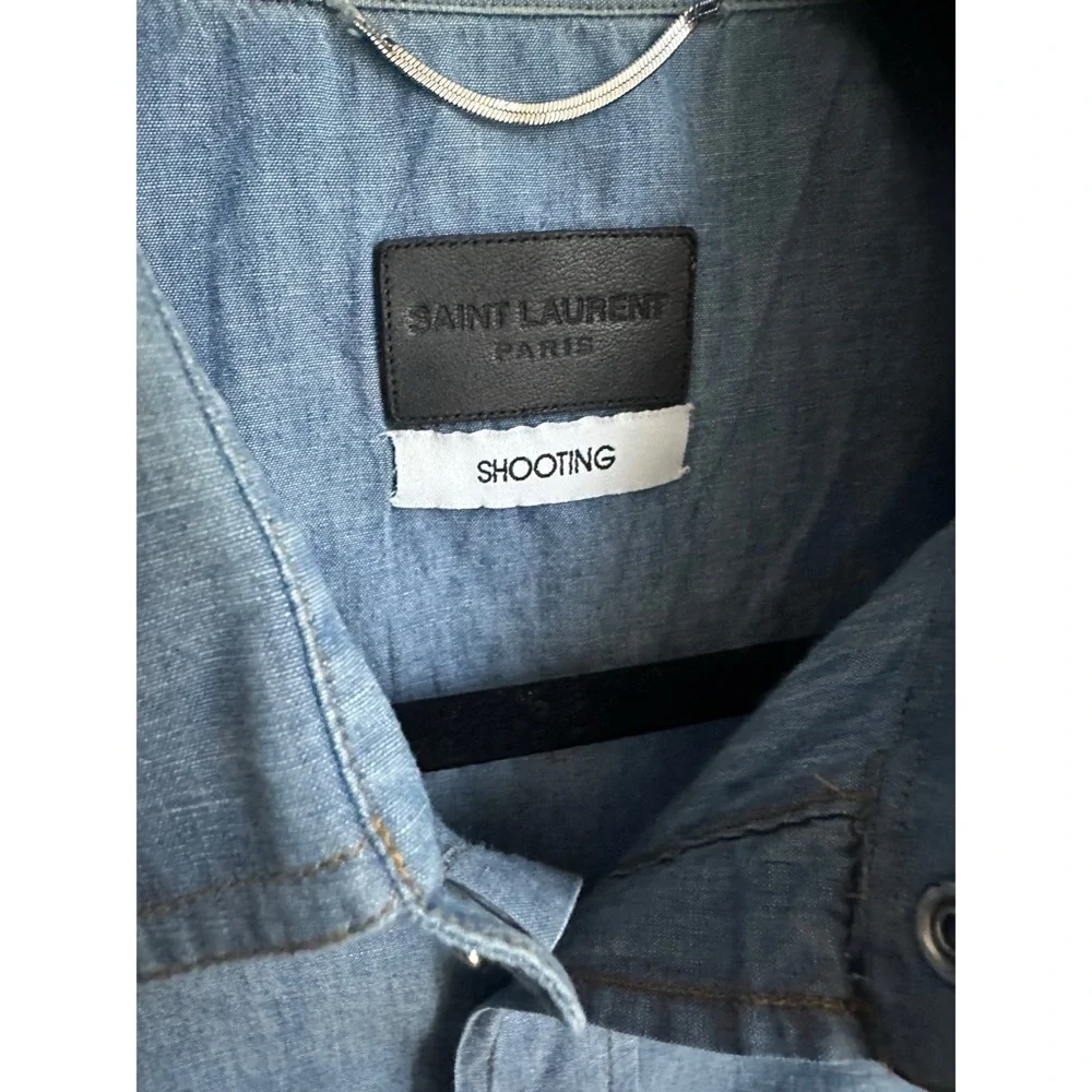Saint Laurent women men unisex Blue Denim jean chambray Shirt small FR38 2 4 - Picture 2 of 6